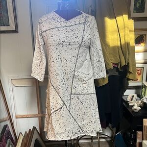 Nwt Cynthia Ashby White and Black Splatter Dress sale